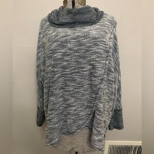 CJ Banks Marled Gray and Navy Cowl Neck Sweater